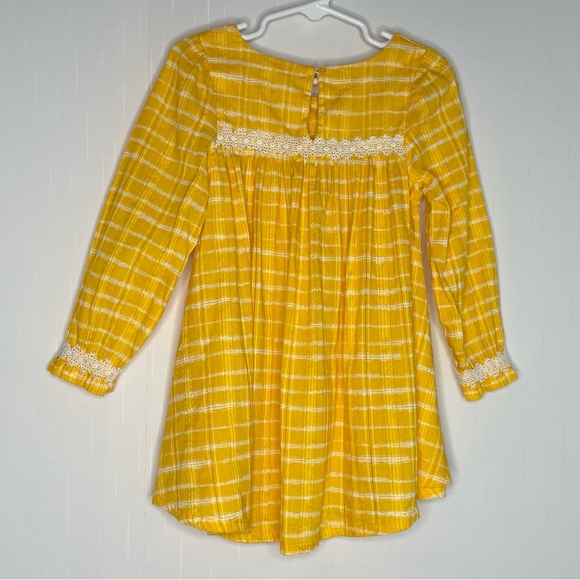 Falls Creek Kids Yellow Plaid Dress White Lace Peasant Cotton Dress size 3T - Picture 6 of 12